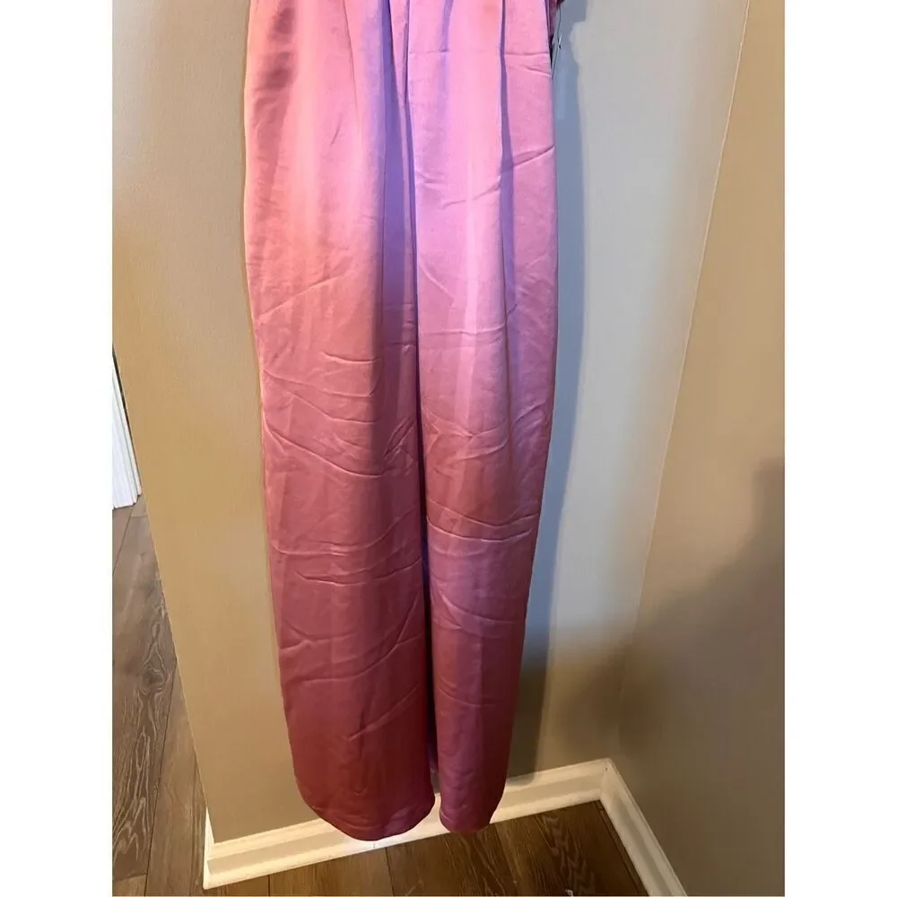 Express Size S Semi Formal Satin Jumpsuit Blush Pink Bow Tie Back Feminine New